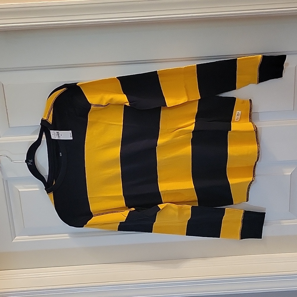 Gap navy and yellow striped waffle weave xxl
